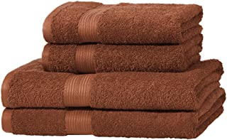 AmazonBasics - Juego de toallas (colores resistentes- 2 toallas de baño y 2 toallas de manos)- color marrón