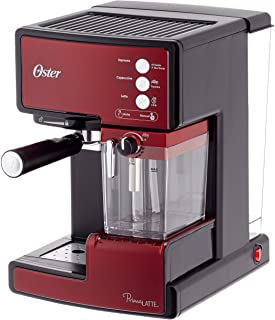 Oster Prima Cafetera automática para Cappuccino- Latte y Espresso con Tratamiento- 1.5 l Agua- 300 ml depósito para Leche- 1238 W- Acero Inoxidable