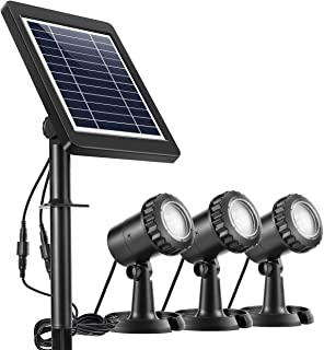 Ankway Luces solares focos para estanques (Paquete de 3)- Solares Luces Exterior LED IP68 Impermeable Lampara Solar para Piscina iluminacion de jardin- Aire Libre- Auto On-Off (Blanca)