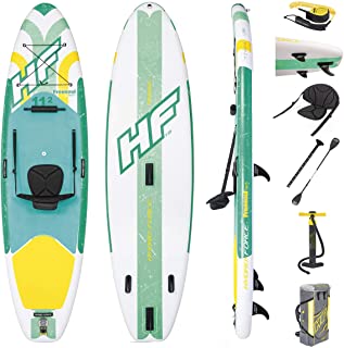 Bestway Freesoul Tech 65310 - Tabla inflable de paddle surf con remo de aluminio- blanco y verde (SUP kit con correa- bomba de hinchado con manometro y bolsa de transporte)