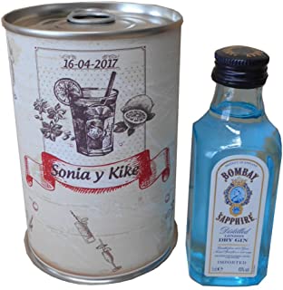 Botellin miniatura Ginebra Bombay Sapphire en lata personalizada - Pack de 6
