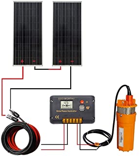 DCHOUSE 2pcs 100W Panel Solar de Policristalino con 24V Sumergible Bomba de Pozo & Kit de Montaje para Fuente de Agua