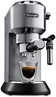 De'.longhi Dedica EC685.M Cafetera de bomba de acero inoxidable para cafe molido o monodosis- cafetera para espresso y cappuccino- deposito de 1.3 litros- sistema anti-goteo- metal