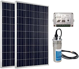 ECO-WORTHY 180W Panel Solar Bomba de agua electrica sumergible System: 2 pcs 12V 90W Panels + 24 V DC bomba de agua (funciona con energia solar)