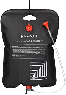 Navaris Ducha Solar portatil de 20L - Bolsa para Ducha de Camping calentable con alcachofa Manguera y Grifo - para viajeros senderistas mochileros