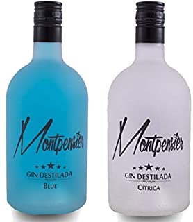 Pack de 2 botellas Montpensier Gin Premium. 5 destilaciones y 10 botanicos. Ginebra Andaluza. (Blue + Citrica)