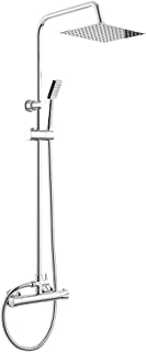 TANBURO Set termostatico de ducha，Conjunto de ducha con barra- Conjunto de Ducha- Sistema de Ducha- Ducha de Mano- Set de Ducha- Ducha de Lluvia- Alcachofa de Ducha- 5 tipos de chorro