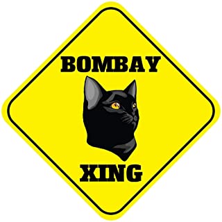 Tin Signs Caution Bombay Cat Xing Crossing Yellow Diamond Metal Poster Plaques for Wall Funny Decoration Art Sign Gifts for Christmas - 12x12