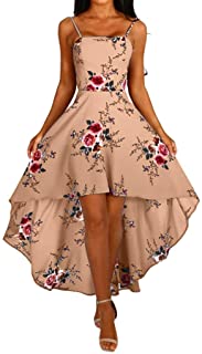 VEMOW Faldas Mujer Vestido De Esmoquin Irregular para Mujer con Flecos y Estampado Floral con Flecos y Estampado Floral