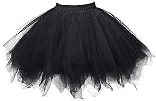 Wimagic - Falda de tutu para Mujer- diseno de Princesa- elastica- Corta y Acampanada- acrilica- acrilico- Negro- S